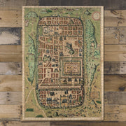 Jerusalem Historic City Map puzzle: completed puzzle on wooden tabletop