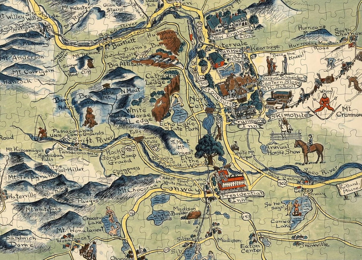 White Mountains New Hampshire Map puzzle: central mountains detail