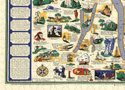 Finger Lakes Pictorial Map puzzle: western lakes and compass