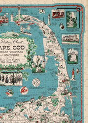 Cape Cod Pictorial Map puzzle: outer Cape and title detail