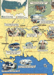 Civil War Illustrated Map puzzle: southern battle illustrations