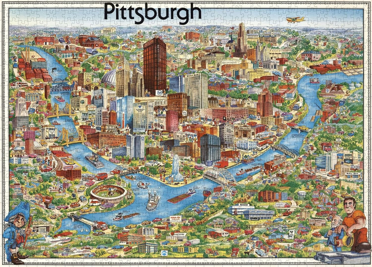 Pittsburgh Illustrated City Map puzzle: full city panorama