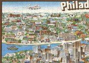 Philadelphia Illustrated City Map puzzle: upper-left city detail