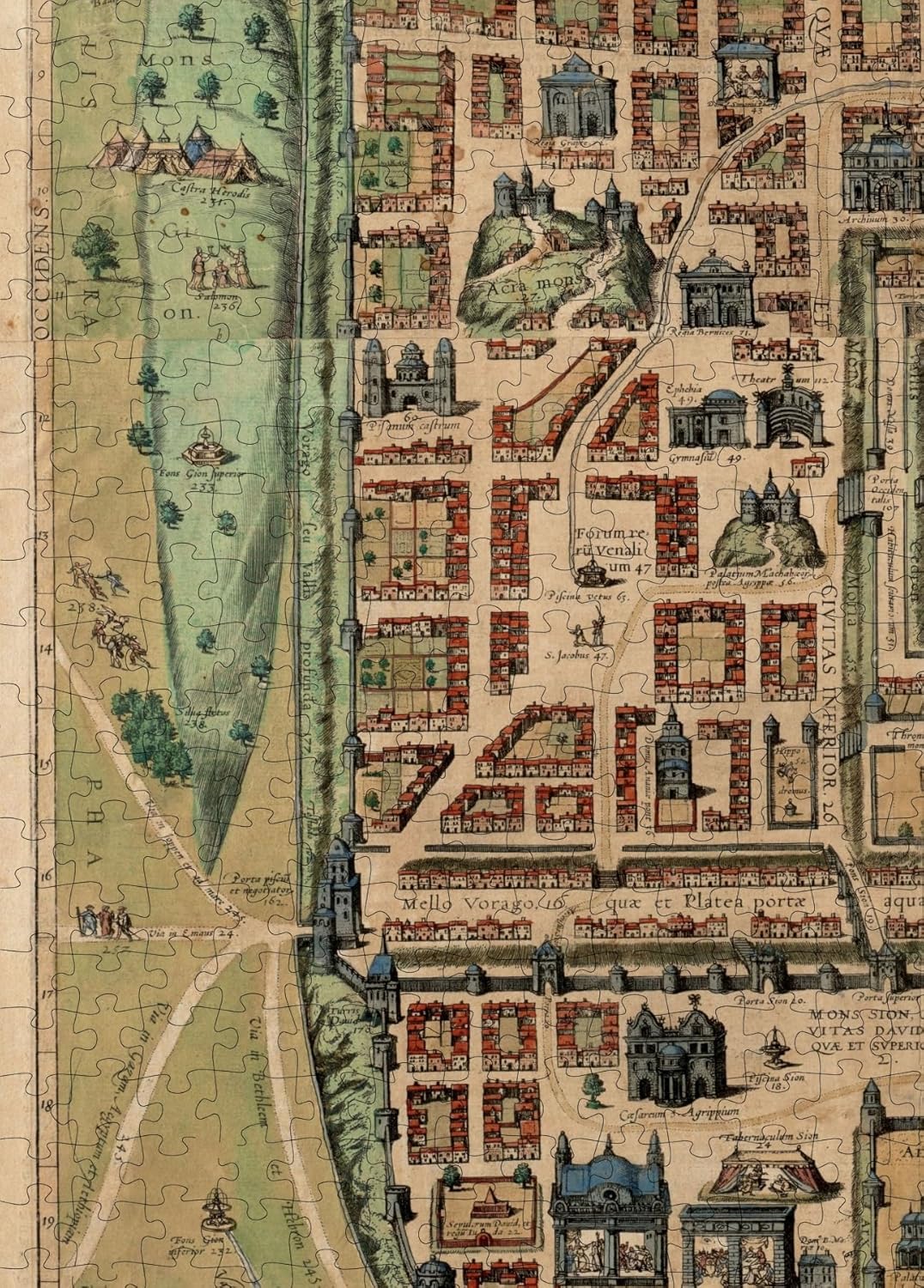 Jerusalem Historic City Map puzzle: city walls and buildings detail