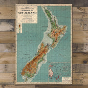 New Zealand Map puzzle: completed puzzle on wooden tabletop