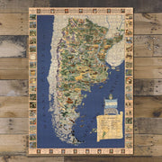 Argentina Pictorial Map puzzle: completed puzzle on wooden tabletop