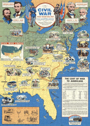 Civil War Illustrated Map puzzle: full illustrated history map