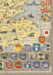 Scotland Heraldic Map puzzle: southern map and shields close-up