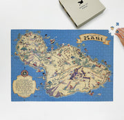 Maui Pictorial Map puzzle: puzzle and box on white tabletop