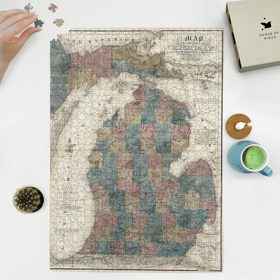 Michigan Map Puzzle – Vintage State Map