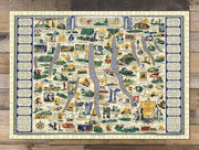 Finger Lakes Pictorial Map puzzle: completed puzzle on wooden tabletop