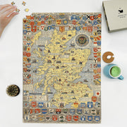 Scotland Heraldic Map puzzle: puzzle and box on white tabletop