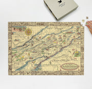 Appalachian Region Pictorial Map puzzle: puzzle and box on white tabletop