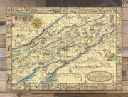 Appalachian Region Pictorial Map puzzle: completed puzzle on wooden tabletop