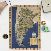 Argentina Pictorial Map puzzle: puzzle and box on white tabletop