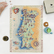 Portugal Wine Map puzzle: puzzle and box on white tabletop