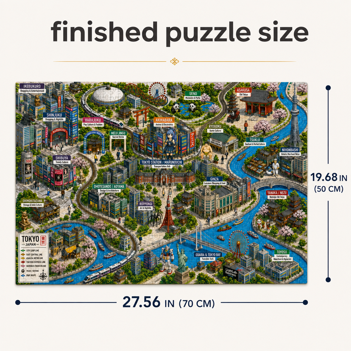 Tokyo Illustrated City Map puzzle: finished-size diagram