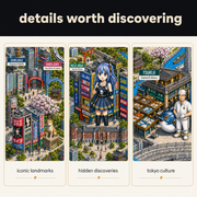 Tokyo Illustrated City Map puzzle: three-panel collage of city details