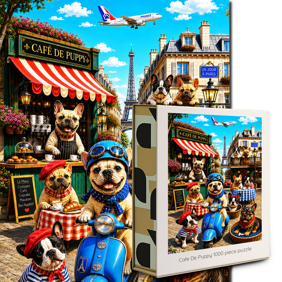 Café de Puppy Paris 1000 Piece Puzzle