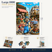 French Bulldog Paris Cafe Blue Scooter puzzle: finished-size and product-feature diagram