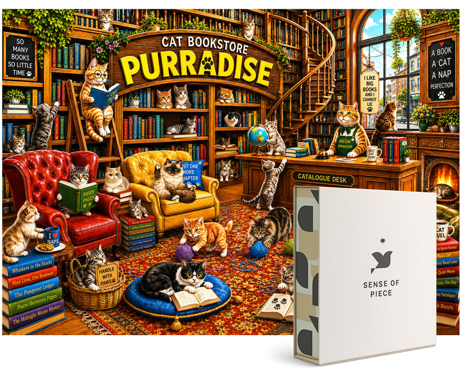 Cat Bookstore Purradise 1000 Piece Puzzle