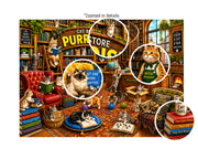 Cat Bookstore puzzle: collage of cats and bookshop details