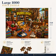 Cat Bookstore puzzle: finished-size and product-feature diagram