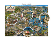 London Illustrated Map puzzle: collage of city landmarks and labels