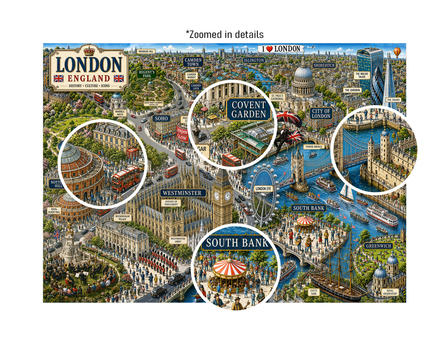 London England Landmarks 1000 Piece Jigsaw Puzzle for Adults