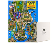 New York City Adventure Map puzzle: illustrated city map beside puzzle box