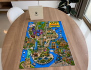 New York City Adventure Map puzzle: completed puzzle on wooden table beside its box